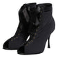 Dolce & Gabbana Black Stiletto Heels Lace Up Boots Shoes