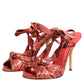 Dolce & Gabbana Coral Python Leather Heels Sandals Shoes