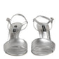 Dolce & Gabbana Silver Leather DG Heels Keira Sandals Shoes