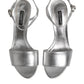 Dolce & Gabbana Silver Leather DG Heels Keira Sandals Shoes