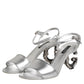 Dolce & Gabbana Silver Leather DG Heels Keira Sandals Shoes