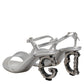 Dolce & Gabbana Silver Leather DG Heels Keira Sandals Shoes