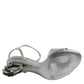 Dolce & Gabbana Silver Leather DG Heels Keira Sandals Shoes