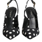 Dolce & Gabbana Black White Dotted Stiletto Slingback Shoes