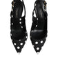 Dolce & Gabbana Black White Dotted Stiletto Slingback Shoes