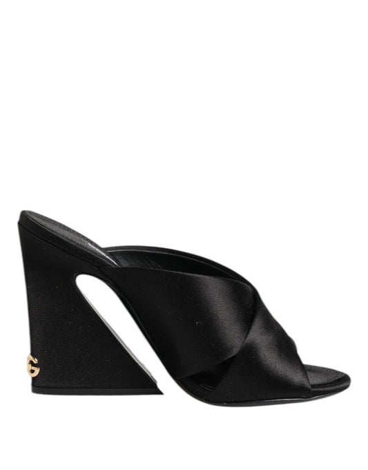Dolce & Gabbana Black Keira Baroque High Heel Sandals Shoes