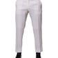 Dolce & Gabbana White Polyester Tapered Formal Trouser Pants