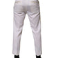 Dolce & Gabbana White Polyester Tapered Formal Trouser Pants