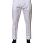 Dolce & Gabbana White Cotton Dress Slim Formal Trouser Pants