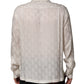 Dolce & Gabbana White Silk DG Logo Print Long Sleeves Shirt