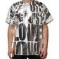 Dolce & Gabbana White Cotton Silver Metallic Slogan Print T-shirt
