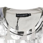 Dolce & Gabbana White Cotton Silver Metallic Slogan Print T-shirt