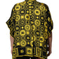 Dolce & Gabbana Yellow Silk Silver DG Logo Geometric T-shirt