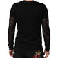 Dolce & Gabbana Black Linen Mesh Tattered Longsleeves T-shirt