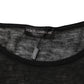 Dolce & Gabbana Black Linen Mesh Tattered Longsleeves T-shirt