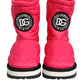 Dolce & Gabbana Pink White Viscose Padded Mid Calf Boots Shoes