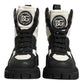 Dolce & Gabbana Black White Padded Mid Calf Lace Up Boots Shoes
