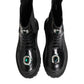 Dolce & Gabbana Black Crystal Embellished Combat Boots Shoes