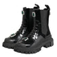 Dolce & Gabbana Black Crystal Embellished Combat Boots Shoes
