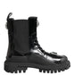 Dolce & Gabbana Black Crystal Embellished Combat Boots Shoes