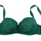 Dolce & Gabbana Green Silk Stretch Floral Lace Bra Underwear