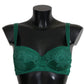 Dolce & Gabbana Green Silk Stretch Floral Lace Bra Underwear
