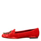 Dolce & Gabbana Red Velvet DG Heart Loafers Flat Shoes