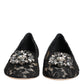 Dolce & Gabbana Black Taormina Lace Crystals Flats Shoes
