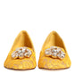 Dolce & Gabbana Yellow Taormina Lace Crystals Flats Shoes