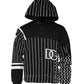 Dolce & Gabbana Black Stripes Hooded Men Sweatshirt Sweater