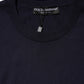 Dolce & Gabbana Dark Blue Silk Crew Neck Short Sleeves T-shirt
