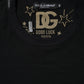 Dolce & Gabbana Black Cotton DG Print Short Sleeve Top T-shirt