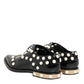 Dolce & Gabbana Black Leather Faux Pearl Dress Broque Shoes