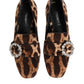 Dolce & Gabbana Brown Leopard Print Crystals Loafers Flats Shoes