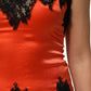 Dolce & Gabbana Red Black Lace Trim Silk Sleeveless Tank Top