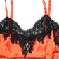 Dolce & Gabbana Red Black Lace Trim Silk Sleeveless Tank Top