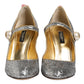 Dolce & Gabbana Silver Glitter Mink Fur VALLY Pumps Shoes