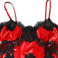 Dolce & Gabbana Red Black Lace Trim Polyester Sleeveless Tank Top