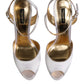Dolce & Gabbana White Satin Platform Heels Sandals Shoes
