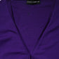 Dolce & Gabbana Purple Wool Knit V-neck Cardigan Sweater