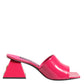 Dolce & Gabbana Pink Open Toe Block Heel Mules Sandals Shoes