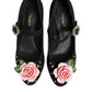 Dolce & Gabbana Black Flower Crystal Embellished Mary Jane Shoes