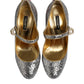 Dolce & Gabbana Silver Glitter Mink Fur VALLY Pump Shoes
