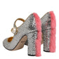 Dolce & Gabbana Silver Glitter Mink Fur VALLY Pump Shoes