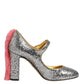 Dolce & Gabbana Silver Glitter Mink Fur VALLY Pump Shoes
