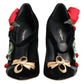 Dolce & Gabbana Black Roses Crystal Brooch Mary Jane Shoes