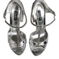 Dolce & Gabbana Silver Leather T-strap Heels Sandals Shoes