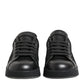 Dolce & Gabbana Black Floral Lace Low Top Sneakers Shoes