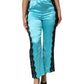 Dolce & Gabbana Blue Silk Garterized Straight Women Pajama Pants
