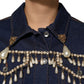 Dolce & Gabbana Blue Cotton Denim Crystal Embellished Jacket